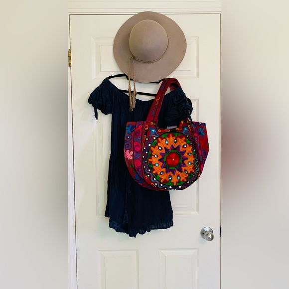 NWOT cotton navy romper - Picture 5 of 5